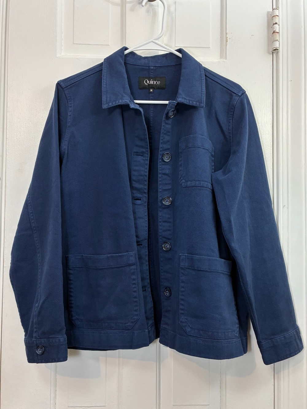 Quince Women’s Chore Coat in Navy - Cotton Utility Shacket - Medium